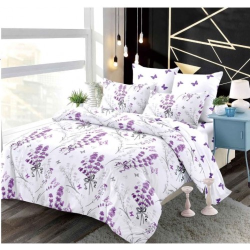 Set Lenjerie Eleganta din Finet , cu imprimeu deosebit, pentru pat dublu, 6 piese: Cearceaf de pat cu elastic 180 x 200 cm, Cearceaf pilota 200 x 230 cm, 2 fete de perna 55 x 80 cm, 2 fete de perna 70 x 70 cm, BB-930