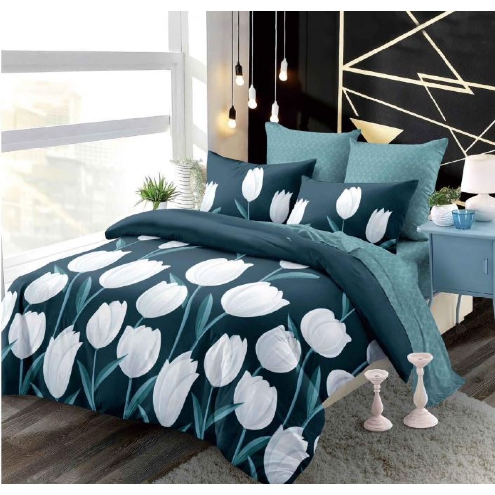 Set Lenjerie Eleganta din Finet , cu imprimeu deosebit, pentru pat dublu, 6 piese: Cearceaf de pat cu elastic 180 x 200 cm, Cearceaf pilota 200 x 230 cm, 2 fete de perna 55 x 80 cm, 2 fete de perna 70 x 70 cm, BB-929