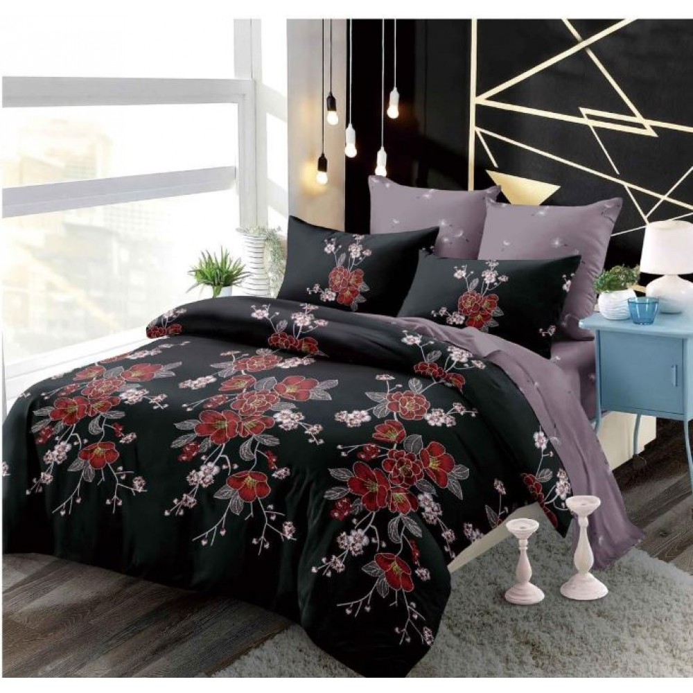 Set Lenjerie Eleganta din Finet , cu imprimeu deosebit, pentru pat dublu, 6 piese: Cearceaf de pat cu elastic 180 x 200 cm, Cearceaf pilota 200 x 230 cm, 2 fete de perna 55 x 80 cm, 2 fete de perna 70 x 70 cm, BB-931