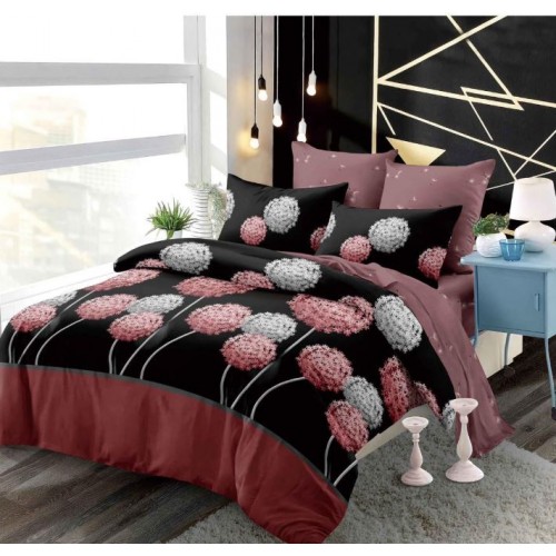 Set Lenjerie Eleganta din Finet , cu imprimeu deosebit, pentru pat dublu, 6 piese: Cearceaf de pat cu elastic 180 x 200 cm, Cearceaf pilota 200 x 230 cm, 2 fete de perna 55 x 80 cm, 2 fete de perna 70 x 70 cm, BB-934