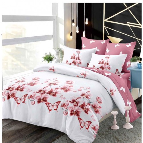 Set Lenjerie Eleganta din Finet , cu imprimeu deosebit, pentru pat dublu, 6 piese: Cearceaf de pat cu elastic 180 x 200 cm, Cearceaf pilota 200 x 230 cm, 2 fete de perna 55 x 80 cm, 2 fete de perna 70 x 70 cm, BB-932