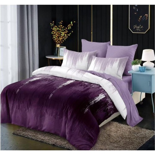 Set Lenjerie Eleganta din Finet , cu imprimeu deosebit, pentru pat dublu, 6 piese: Cearceaf de pat cu elastic 180 x 200 cm, Cearceaf pilota 200 x 230 cm, 2 fete de perna 55 x 80 cm, 2 fete de perna 70 x 70 cm, BB-868