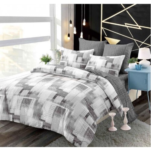 Set Lenjerie Eleganta din Finet , cu imprimeu deosebit, pentru pat dublu, 6 piese: Cearceaf de pat cu elastic 180 x 200 cm, Cearceaf pilota 200 x 230 cm, 2 fete de perna 55 x 80 cm, 2 fete de perna 70 x 70 cm, BB-887