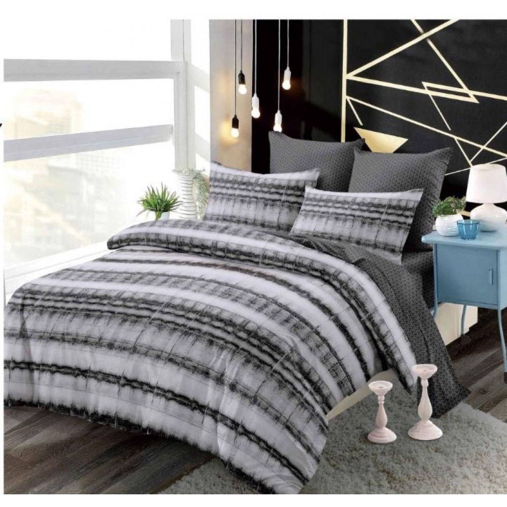 Set Lenjerie Eleganta din Finet , cu imprimeu deosebit, pentru pat dublu, 6 piese: Cearceaf de pat cu elastic 180 x 200 cm, Cearceaf pilota 200 x 230 cm, 2 fete de perna 55 x 80 cm, 2 fete de perna 70 x 70 cm, BB-884