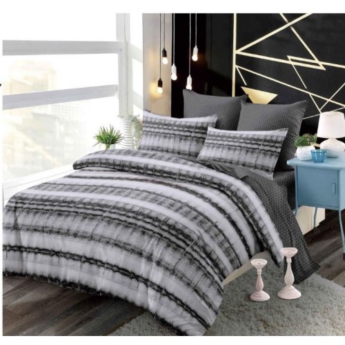 Set Lenjerie Eleganta din Finet , cu imprimeu deosebit, pentru pat dublu, 6 piese: Cearceaf de pat cu elastic 180 x 200 cm, Cearceaf pilota 200 x 230 cm, 2 fete de perna 55 x 80 cm, 2 fete de perna 70 x 70 cm, BB-884