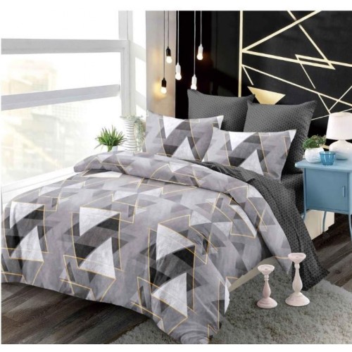 Set Lenjerie Eleganta din Finet , cu imprimeu deosebit, pentru pat dublu, 6 piese: Cearceaf de pat cu elastic 180 x 200 cm, Cearceaf pilota 200 x 230 cm, 2 fete de perna 55 x 80 cm, 2 fete de perna 70 x 70 cm, BB-886