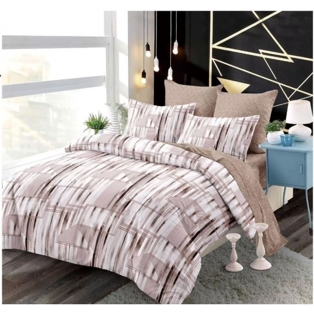 Set Lenjerie Eleganta din Finet , cu imprimeu deosebit, pentru pat dublu, 6 piese: Cearceaf de pat cu elastic 180 x 200 cm, Cearceaf pilota 200 x 230 cm, 2 fete de perna 55 x 80 cm, 2 fete de perna 70 x 70 cm, BB-882