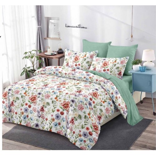 Set Lenjerie Eleganta din Finet , cu imprimeu deosebit, pentru pat dublu, 6 piese: Cearceaf de pat cu elastic 180 x 200 cm, Cearceaf pilota 200 x 230 cm, 2 fete de perna 55 x 80 cm, 2 fete de perna 70 x 70 cm, BB-940