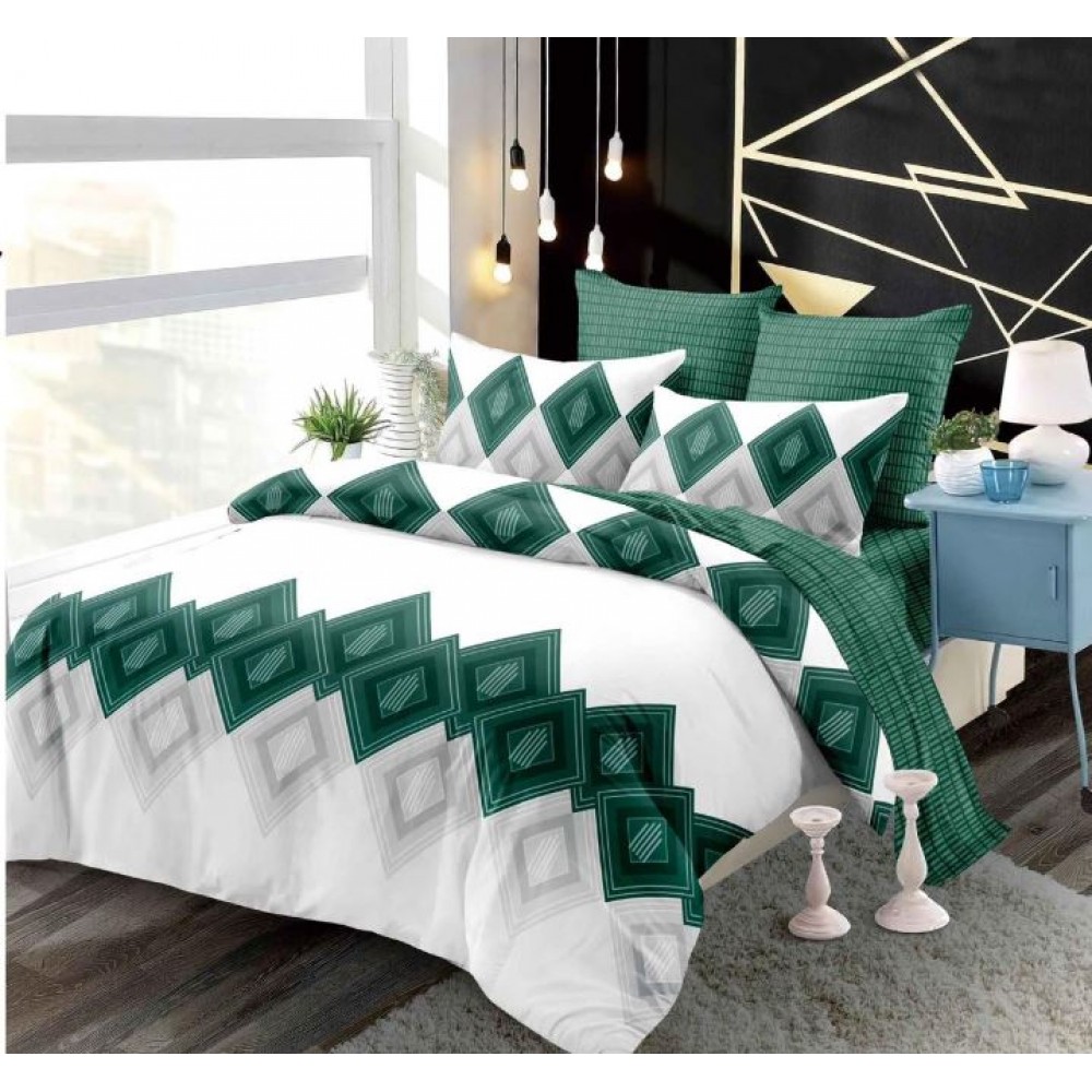 Set Lenjerie Eleganta din Finet , cu imprimeu deosebit, pentru pat dublu, 6 piese: Cearceaf de pat cu elastic 180 x 200 cm, Cearceaf pilota 200 x 230 cm, 2 fete de perna 55 x 80 cm, 2 fete de perna 70 x 70 cm, BB-980