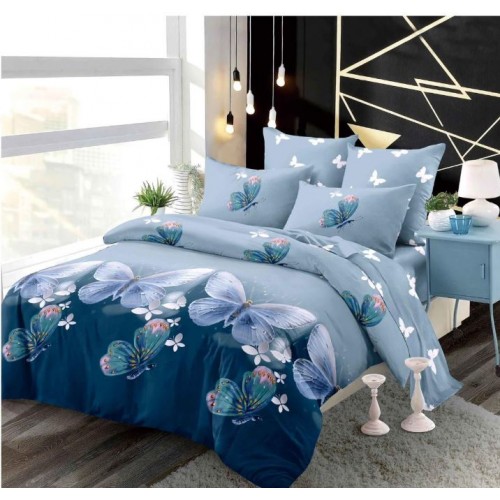Set Lenjerie Eleganta din Finet , cu imprimeu deosebit, pentru pat dublu, 6 piese: Cearceaf de pat cu elastic 180 x 200 cm, Cearceaf pilota 200 x 230 cm, 2 fete de perna 55 x 80 cm, 2 fete de perna 70 x 70 cm, BB-979
