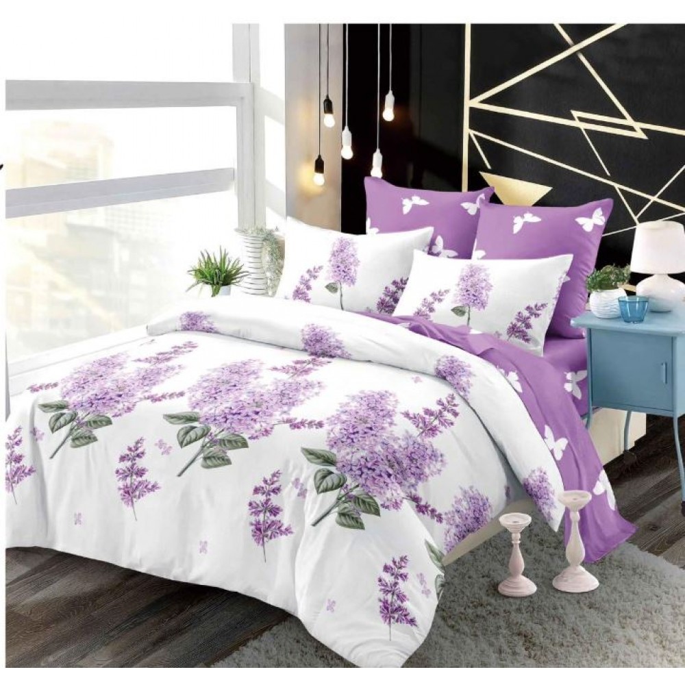 Set Lenjerie Eleganta din Finet , cu imprimeu deosebit, pentru pat dublu, 6 piese: Cearceaf de pat cu elastic 180 x 200 cm, Cearceaf pilota 200 x 230 cm, 2 fete de perna 55 x 80 cm, 2 fete de perna 70 x 70 cm, BB-981