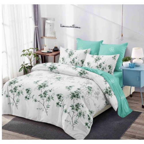 Set Lenjerie Eleganta din Finet , cu imprimeu deosebit, pentru pat dublu, 6 piese: Cearceaf de pat cu elastic 180 x 200 cm, Cearceaf pilota 200 x 230 cm, 2 fete de perna 55 x 80 cm, 2 fete de perna 70 x 70 cm, BB-965