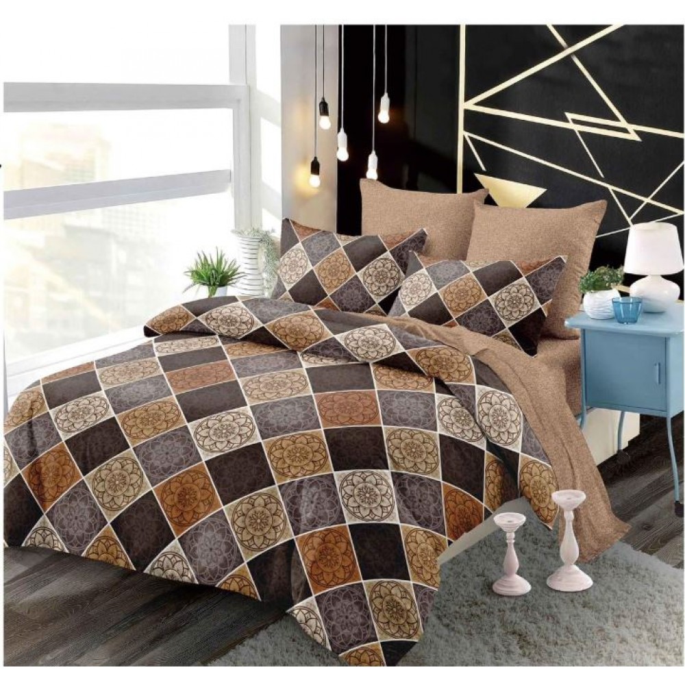 Set Lenjerie Eleganta din Finet , cu imprimeu deosebit, pentru pat dublu, 6 piese: Cearceaf de pat cu elastic 180 x 200 cm, Cearceaf pilota 200 x 230 cm, 2 fete de perna 55 x 80 cm, 2 fete de perna 70 x 70 cm, BB-6017