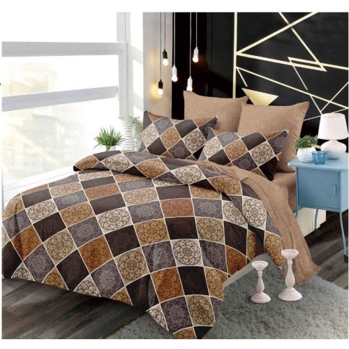 Set Lenjerie Eleganta din Finet , cu imprimeu deosebit, pentru pat dublu, 6 piese: Cearceaf de pat cu elastic 180 x 200 cm, Cearceaf pilota 200 x 230 cm, 2 fete de perna 55 x 80 cm, 2 fete de perna 70 x 70 cm, BB-6017