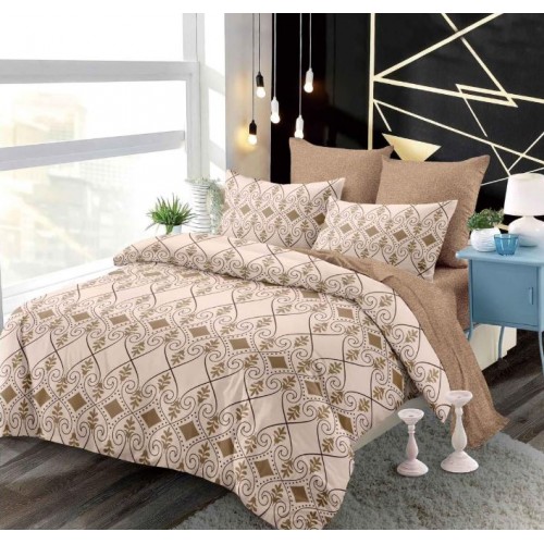 Set Lenjerie Eleganta din Finet , cu imprimeu deosebit, pentru pat dublu, 6 piese: Cearceaf de pat cu elastic 180 x 200 cm, Cearceaf pilota 200 x 230 cm, 2 fete de perna 55 x 80 cm, 2 fete de perna 70 x 70 cm, BB-6013