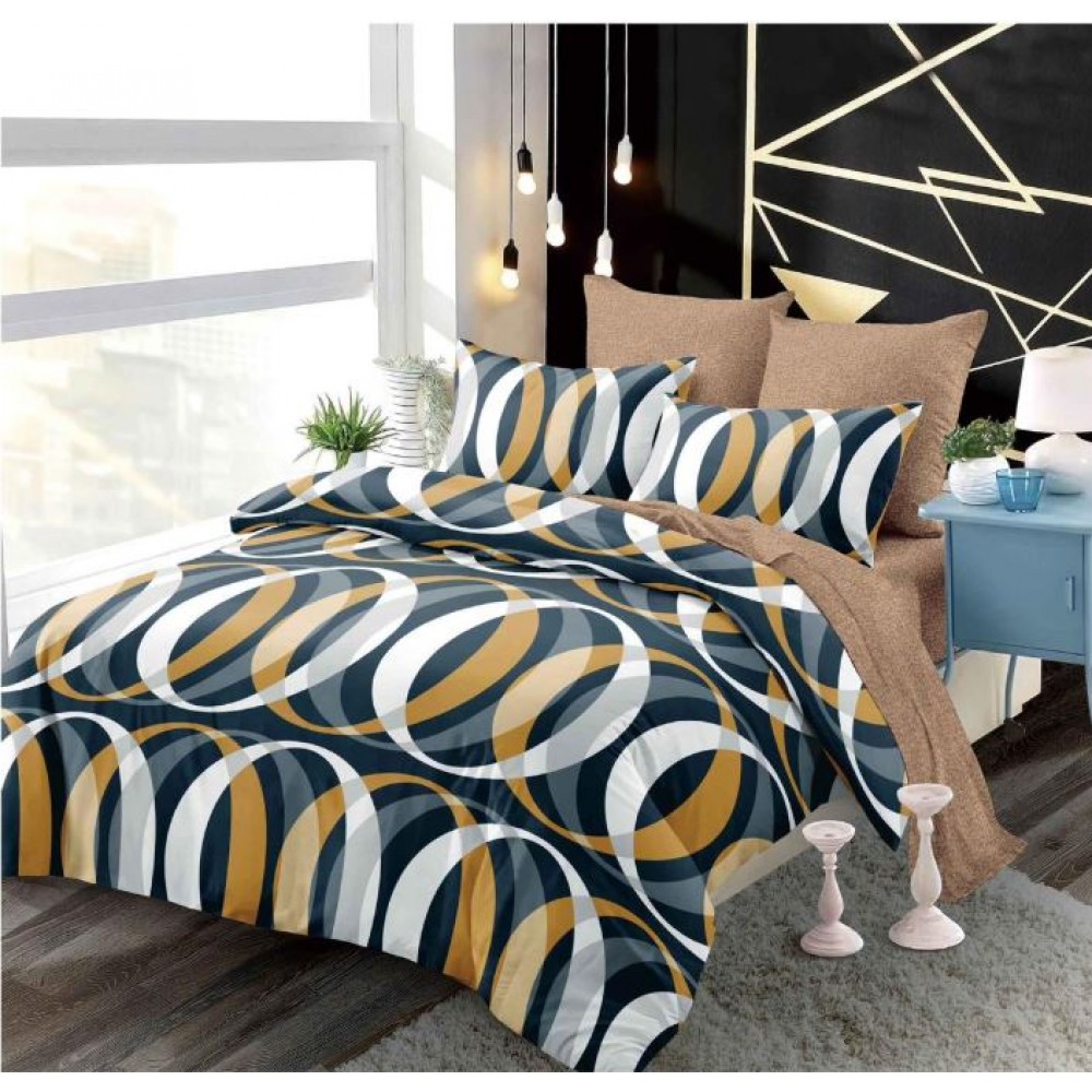 Set Lenjerie Eleganta din Finet , cu imprimeu deosebit, pentru pat dublu, 6 piese: Cearceaf de pat cu elastic 180 x 200 cm, Cearceaf pilota 200 x 230 cm, 2 fete de perna 55 x 80 cm, 2 fete de perna 70 x 70 cm, BB-6014