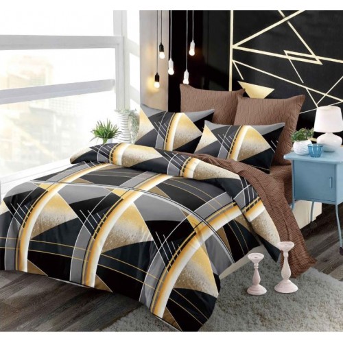Set Lenjerie Eleganta din Finet , cu imprimeu deosebit, pentru pat dublu, 6 piese: Cearceaf de pat cu elastic 180 x 200 cm, Cearceaf pilota 200 x 230 cm, 2 fete de perna 55 x 80 cm, 2 fete de perna 70 x 70 cm, BB-982