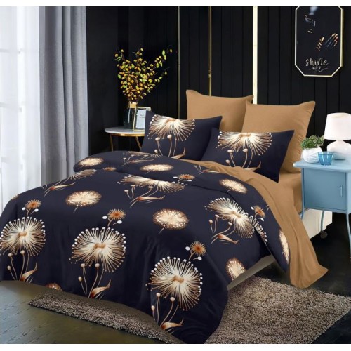 Set Lenjerie Eleganta din Finet , cu imprimeu deosebit, pentru pat dublu, 6 piese: Cearceaf de pat cu elastic 180 x 200 cm, Cearceaf pilota 200 x 230 cm, 2 fete de perna 55 x 80 cm, 2 fete de perna 70 x 70 cm, BB-968