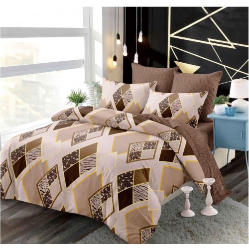 Set Lenjerie Eleganta din Finet , cu imprimeu deosebit, pentru pat dublu, 6 piese: Cearceaf de pat cu elastic 180 x 200 cm, Cearceaf pilota 200 x 230 cm, 2 fete de perna 55 x 80 cm, 2 fete de perna 70 x 70 cm, BB-984