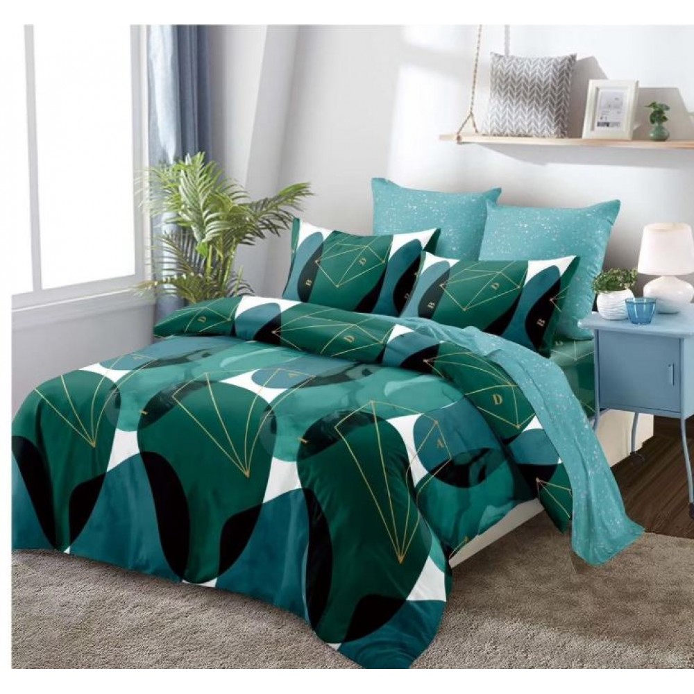 Set Lenjerie Eleganta din Finet , cu imprimeu deosebit, pentru pat dublu, 6 piese: Cearceaf de pat cu elastic 180 x 200 cm, Cearceaf pilota 200 x 230 cm, 2 fete de perna 55 x 80 cm, 2 fete de perna 70 x 70 cm, BB-881