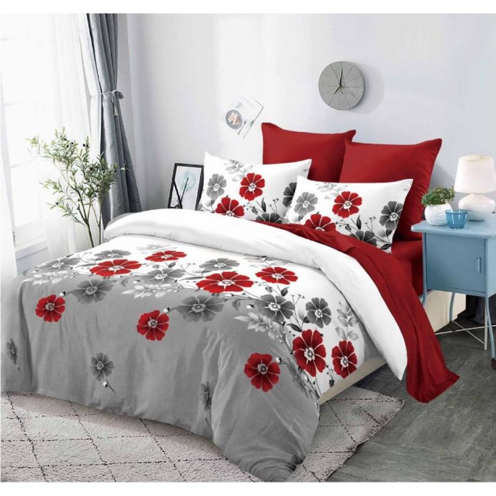 Set Lenjerie Eleganta din Finet , cu imprimeu deosebit, pentru pat dublu, 6 piese: Cearceaf de pat cu elastic 180 x 200 cm, Cearceaf pilota 200 x 230 cm, 2 fete de perna 55 x 80 cm, 2 fete de perna 70 x 70 cm, BB-941