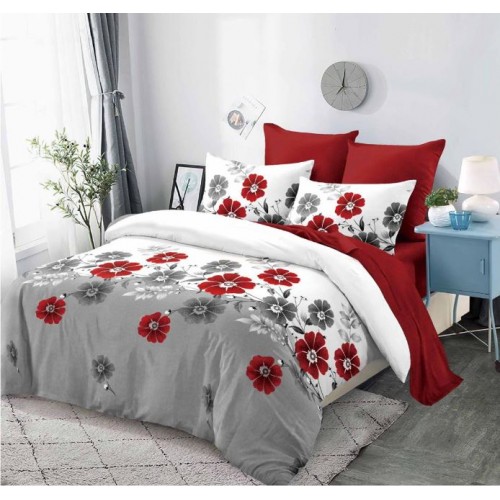 Set Lenjerie Eleganta din Finet , cu imprimeu deosebit, pentru pat dublu, 6 piese: Cearceaf de pat cu elastic 180 x 200 cm, Cearceaf pilota 200 x 230 cm, 2 fete de perna 55 x 80 cm, 2 fete de perna 70 x 70 cm, BB-941