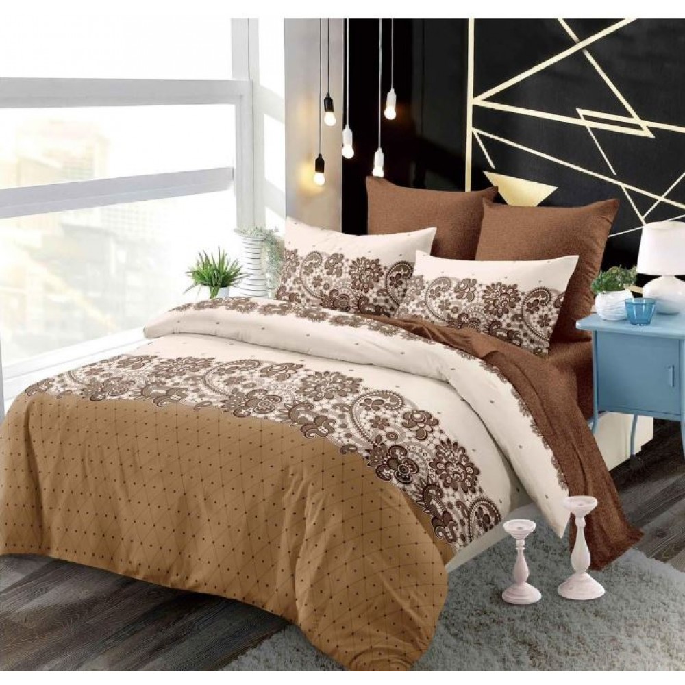 Set Lenjerie Eleganta din Finet , cu imprimeu deosebit, pentru pat dublu, 6 piese: Cearceaf de pat cu elastic 180 x 200 cm, Cearceaf pilota 200 x 230 cm, 2 fete de perna 55 x 80 cm, 2 fete de perna 70 x 70 cm, BB-6010