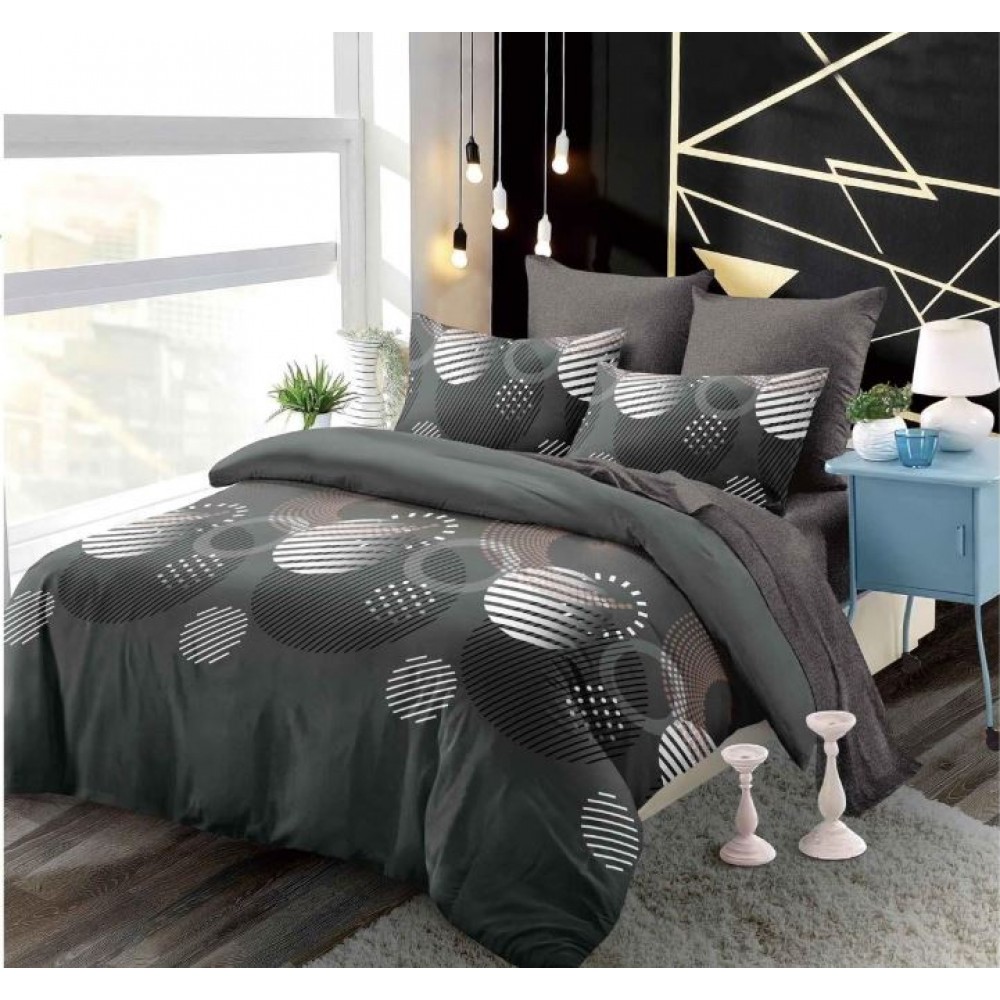 Set Lenjerie Eleganta din Finet , cu imprimeu deosebit, pentru pat dublu, 6 piese: Cearceaf de pat cu elastic 180 x 200 cm, Cearceaf pilota 200 x 230 cm, 2 fete de perna 55 x 80 cm, 2 fete de perna 70 x 70 cm, BB-6008