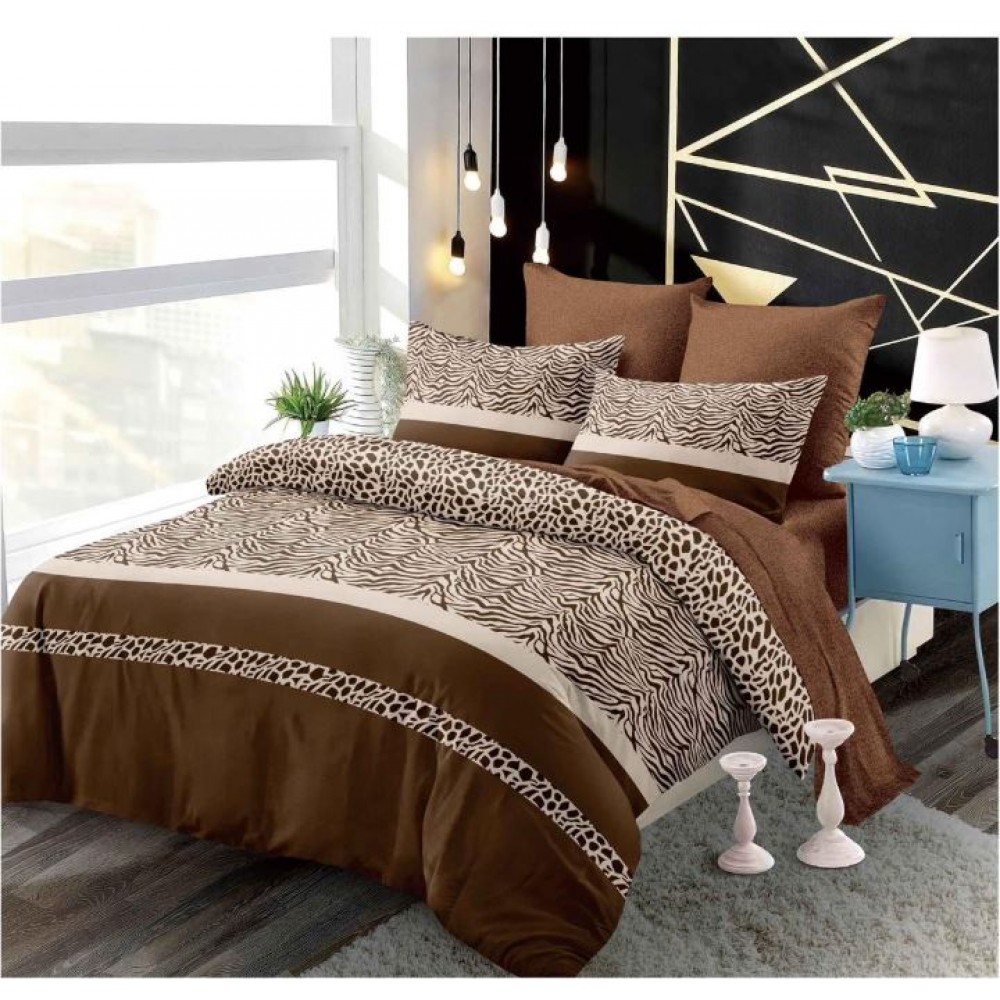 Set Lenjerie Eleganta din Finet , cu imprimeu deosebit, pentru pat dublu, 6 piese: Cearceaf de pat cu elastic 180 x 200 cm, Cearceaf pilota 200 x 230 cm, 2 fete de perna 55 x 80 cm, 2 fete de perna 70 x 70 cm, BB-6011