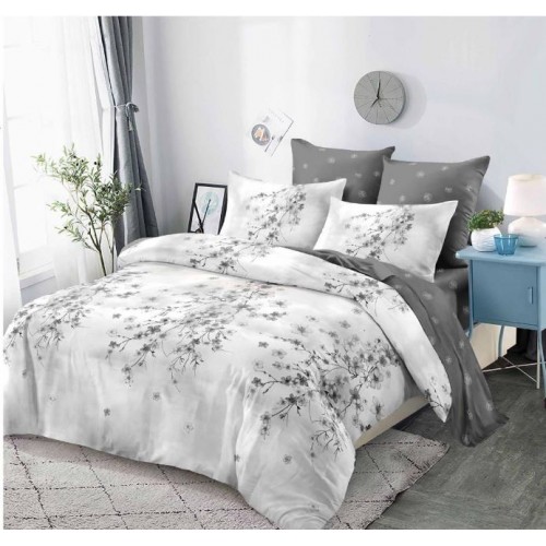 Set Lenjerie Eleganta din Finet , cu imprimeu deosebit, pentru pat dublu, 6 piese: Cearceaf de pat cu elastic 180 x 200 cm, Cearceaf pilota 200 x 230 cm, 2 fete de perna 55 x 80 cm, 2 fete de perna 70 x 70 cm, BB-949