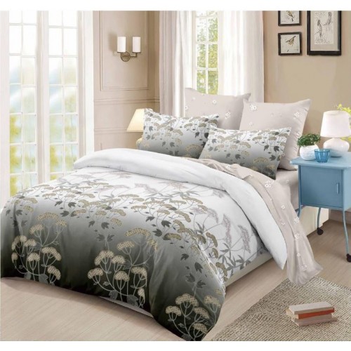 Set Lenjerie Eleganta din Finet , cu imprimeu deosebit, pentru pat dublu, 6 piese: Cearceaf de pat cu elastic 180 x 200 cm, Cearceaf pilota 200 x 230 cm, 2 fete de perna 55 x 80 cm, 2 fete de perna 70 x 70 cm, BB-951