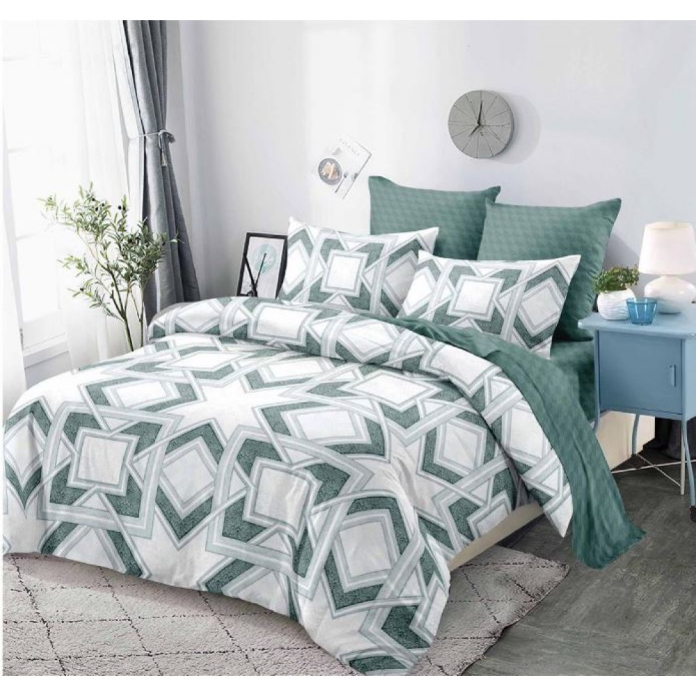Set Lenjerie Eleganta din Finet , cu imprimeu deosebit, pentru pat dublu, 6 piese: Cearceaf de pat cu elastic 180 x 200 cm, Cearceaf pilota 200 x 230 cm, 2 fete de perna 55 x 80 cm, 2 fete de perna 70 x 70 cm, BB-939