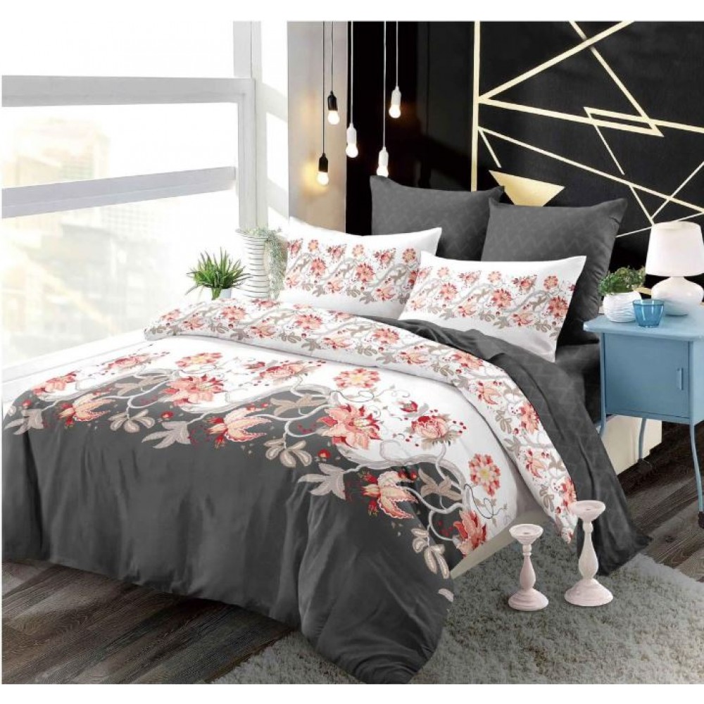 Set Lenjerie Eleganta din Finet , cu imprimeu deosebit, pentru pat dublu, 6 piese: Cearceaf de pat cu elastic 180 x 200 cm, Cearceaf pilota 200 x 230 cm, 2 fete de perna 55 x 80 cm, 2 fete de perna 70 x 70 cm, BB-996