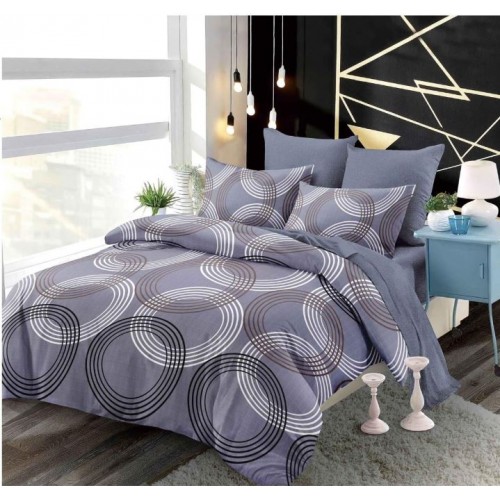 Set Lenjerie Eleganta din Finet , cu imprimeu deosebit, pentru pat dublu, 6 piese: Cearceaf de pat cu elastic 180 x 200 cm, Cearceaf pilota 200 x 230 cm, 2 fete de perna 55 x 80 cm, 2 fete de perna 70 x 70 cm, BB-6015