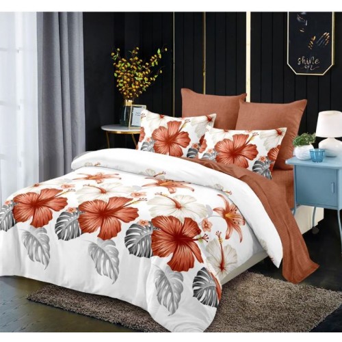Set Lenjerie Eleganta din Finet , cu imprimeu deosebit, pentru pat dublu, 6 piese: Cearceaf de pat cu elastic 180 x 200 cm, Cearceaf pilota 200 x 230 cm, 2 fete de perna 55 x 80 cm, 2 fete de perna 70 x 70 cm, BB-991