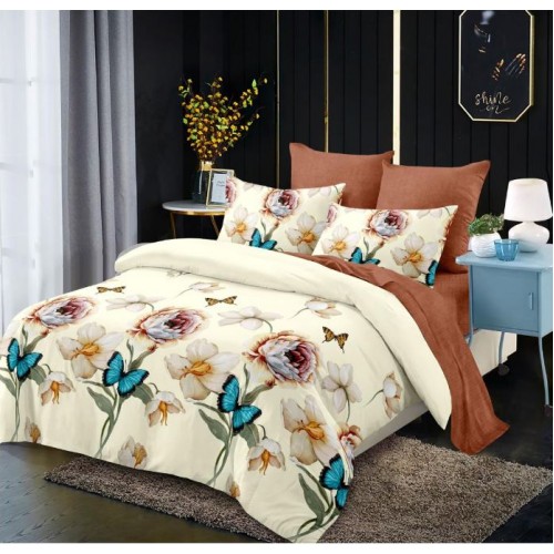 Set Lenjerie Eleganta din Finet , cu imprimeu deosebit, pentru pat dublu, 6 piese: Cearceaf de pat cu elastic 180 x 200 cm, Cearceaf pilota 200 x 230 cm, 2 fete de perna 55 x 80 cm, 2 fete de perna 70 x 70 cm, BB-990