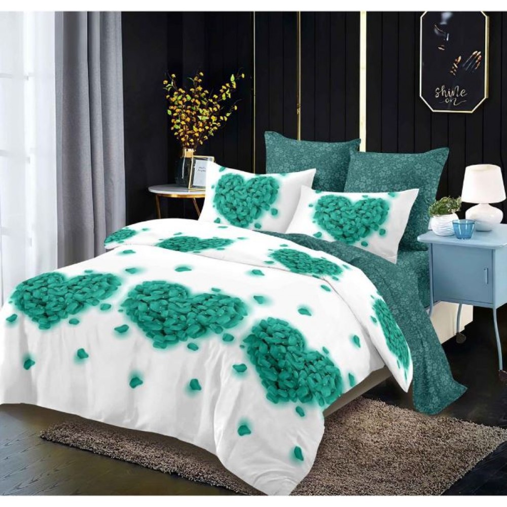 Set Lenjerie Eleganta din Finet , cu imprimeu deosebit, pentru pat dublu, 6 piese: Cearceaf de pat cu elastic 180 x 200 cm, Cearceaf pilota 200 x 230 cm, 2 fete de perna 55 x 80 cm, 2 fete de perna 70 x 70 cm, BB-976