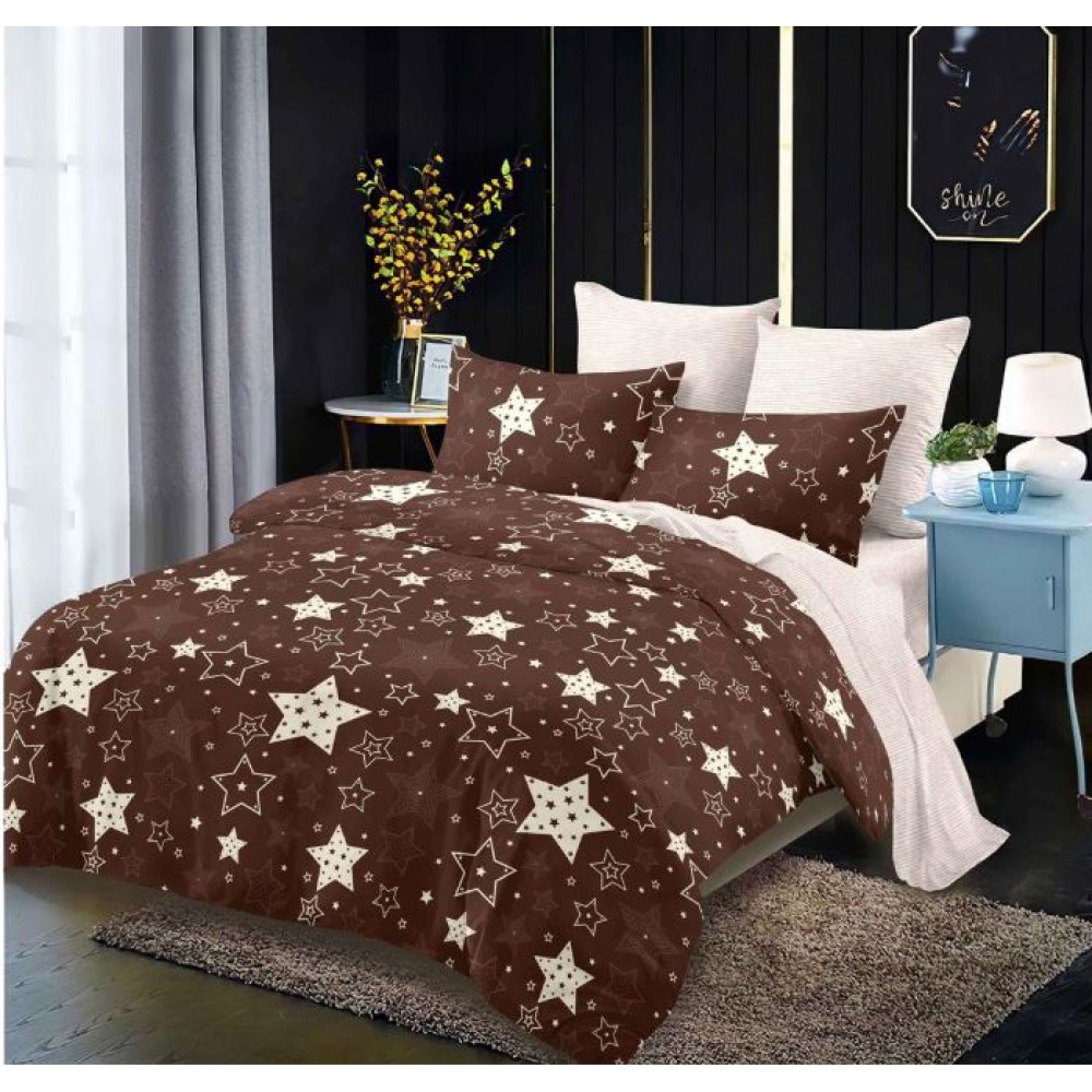 Set Lenjerie Eleganta din Finet , cu imprimeu deosebit, pentru pat dublu, 6 piese: Cearceaf de pat cu elastic 180 x 200 cm, Cearceaf pilota 200 x 230 cm, 2 fete de perna 55 x 80 cm, 2 fete de perna 70 x 70 cm, BB-973
