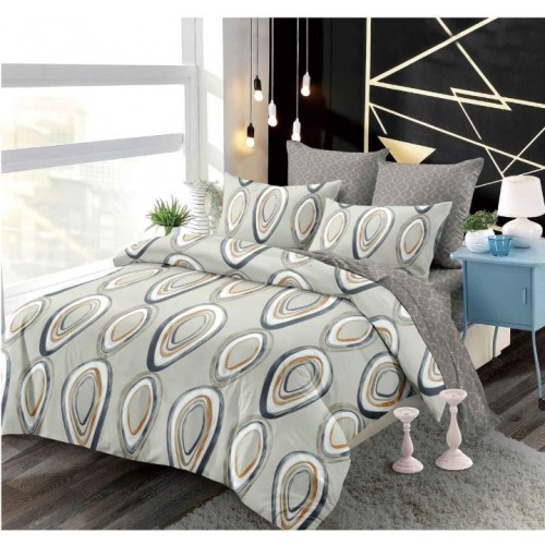 Set Lenjerie Eleganta din Finet , cu imprimeu deosebit, pentru pat dublu, 6 piese: Cearceaf de pat cu elastic 180 x 200 cm, Cearceaf pilota 200 x 230 cm, 2 fete de perna 55 x 80 cm, 2 fete de perna 70 x 70 cm, BB-6001