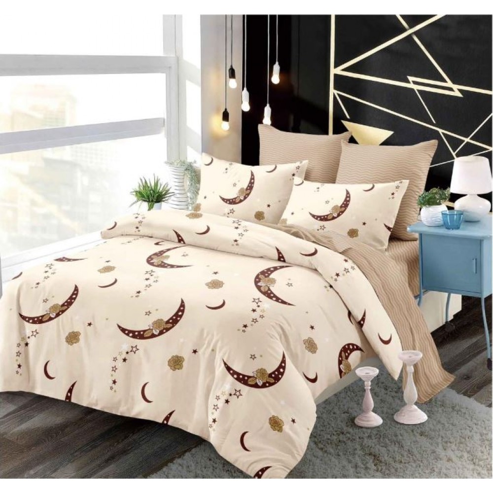 Set Lenjerie Eleganta din Finet , cu imprimeu deosebit, pentru pat dublu, 6 piese: Cearceaf de pat cu elastic 180 x 200 cm, Cearceaf pilota 200 x 230 cm, 2 fete de perna 55 x 80 cm, 2 fete de perna 70 x 70 cm, BB-6022