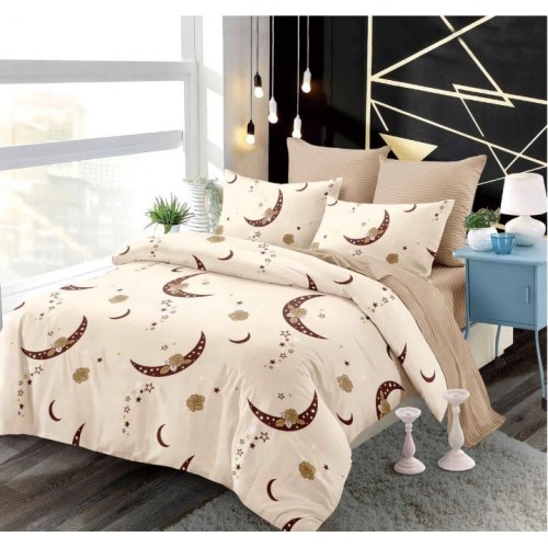 Set Lenjerie Eleganta din Finet , cu imprimeu deosebit, pentru pat dublu, 6 piese: Cearceaf de pat cu elastic 180 x 200 cm, Cearceaf pilota 200 x 230 cm, 2 fete de perna 55 x 80 cm, 2 fete de perna 70 x 70 cm, BB-6022