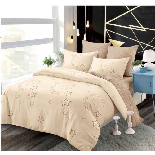 Set Lenjerie Eleganta din Finet , cu imprimeu deosebit, pentru pat dublu, 6 piese: Cearceaf de pat cu elastic 180 x 200 cm, Cearceaf pilota 200 x 230 cm, 2 fete de perna 55 x 80 cm, 2 fete de perna 70 x 70 cm, BB-6024