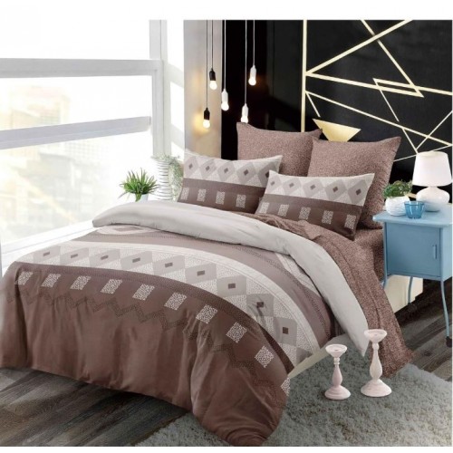 Set Lenjerie Eleganta din Finet , cu imprimeu deosebit, pentru pat dublu, 6 piese: Cearceaf de pat cu elastic 180 x 200 cm, Cearceaf pilota 200 x 230 cm, 2 fete de perna 55 x 80 cm, 2 fete de perna 70 x 70 cm, BB-6002