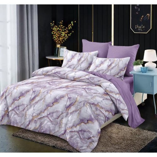 Set Lenjerie Eleganta din Finet , cu imprimeu deosebit, pentru pat dublu, 6 piese: Cearceaf de pat cu elastic 180 x 200 cm, Cearceaf pilota 200 x 230 cm, 2 fete de perna 55 x 80 cm, 2 fete de perna 70 x 70 cm, BB-867