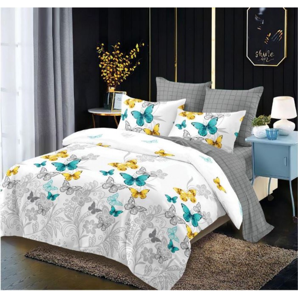 Set Lenjerie Eleganta din Finet , cu imprimeu deosebit, pentru pat dublu, 6 piese: Cearceaf de pat cu elastic 180 x 200 cm, Cearceaf pilota 200 x 230 cm, 2 fete de perna 55 x 80 cm, 2 fete de perna 70 x 70 cm, BB-916