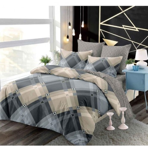 Set Lenjerie Eleganta din Finet , cu imprimeu deosebit, pentru pat dublu, 6 piese: Cearceaf de pat cu elastic 180 x 200 cm, Cearceaf pilota 200 x 230 cm, 2 fete de perna 55 x 80 cm, 2 fete de perna 70 x 70 cm, BB-6006
