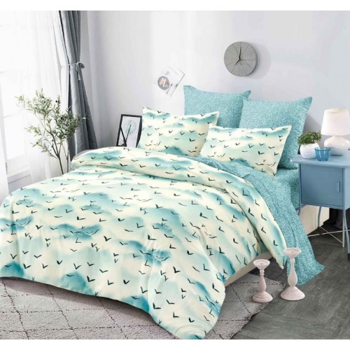 Set Lenjerie Eleganta din Finet , cu imprimeu deosebit, pentru pat dublu, 6 piese: Cearceaf de pat cu elastic 180 x 200 cm, Cearceaf pilota 200 x 230 cm, 2 fete de perna 55 x 80 cm, 2 fete de perna 70 x 70 cm, BB-6021