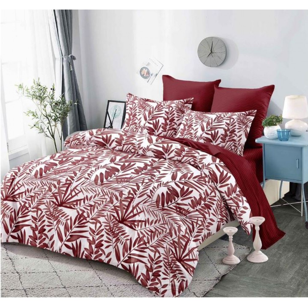 Set Lenjerie Eleganta din Finet , cu imprimeu deosebit, pentru pat dublu, 6 piese: Cearceaf de pat cu elastic 180 x 200 cm, Cearceaf pilota 200 x 230 cm, 2 fete de perna 55 x 80 cm, 2 fete de perna 70 x 70 cm, BB-6018