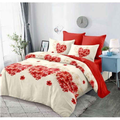 Set Lenjerie Eleganta din Finet , cu imprimeu deosebit, pentru pat dublu, 6 piese: Cearceaf de pat cu elastic 180 x 200 cm, Cearceaf pilota 200 x 230 cm, 2 fete de perna 55 x 80 cm, 2 fete de perna 70 x 70 cm, BB-986