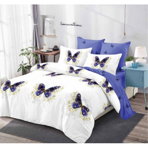Set Lenjerie Eleganta din Finet , cu imprimeu deosebit, pentru pat dublu, 6 piese: Cearceaf de pat cu elastic 180 x 200 cm, Cearceaf pilota 200 x 230 cm, 2 fete de perna 55 x 80 cm, 2 fete de perna 70 x 70 cm, BB-959